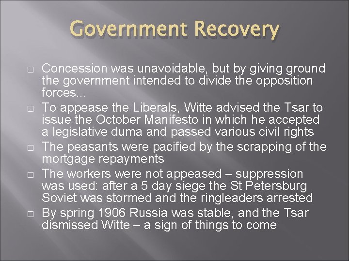 Government Recovery � � � Concession was unavoidable, but by giving ground the government