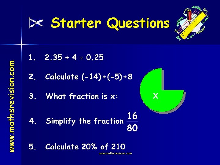 www. mathsrevision. com Starter Questions X www. mathsrevision. com 