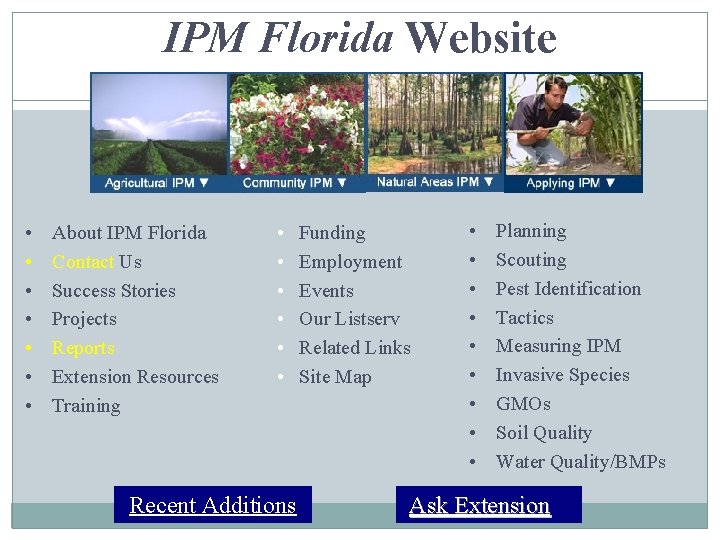 IPM Florida Website • • About IPM Florida Contact Us Success Stories Projects Reports