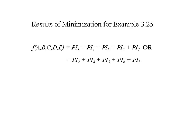Results of Minimization for Example 3. 25 f(A, B, C, D, E) = PI