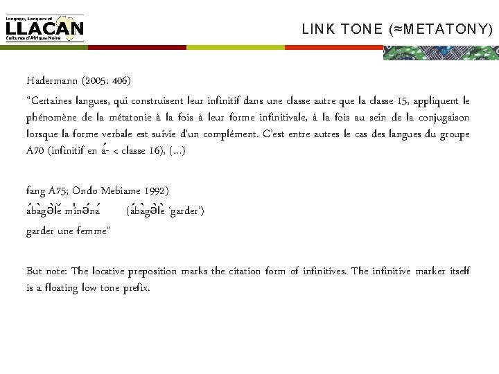 Metatony In Eton Phonologysyntax Interface In Bantu And