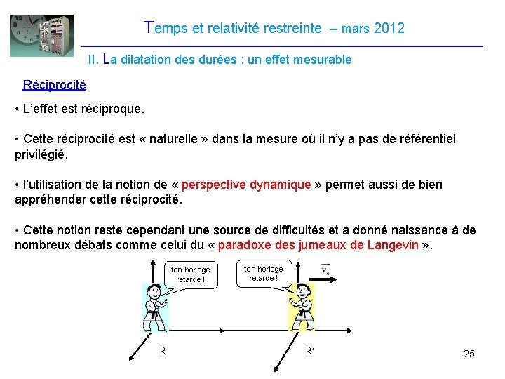 Temps et relativité restreinte – mars 2012 II. La dilatation des durées : un