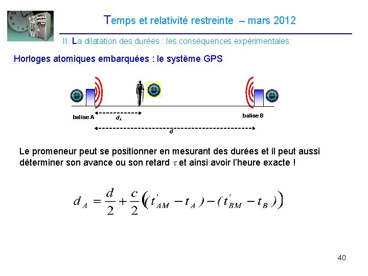 Temps et relativité restreinte – mars 2012 II. La dilatation des durées : les