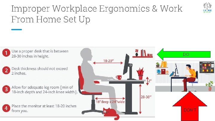 Improper Workplace Ergonomics & Work From Home Set Up DO DON’T 