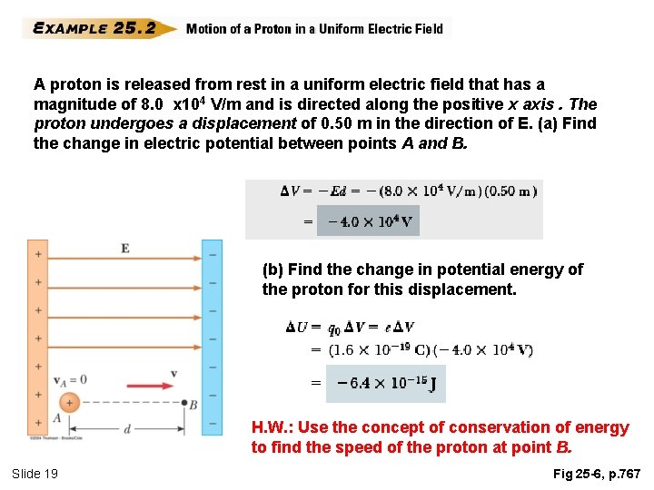 A proton is released from rest in a uniform electric field that has a