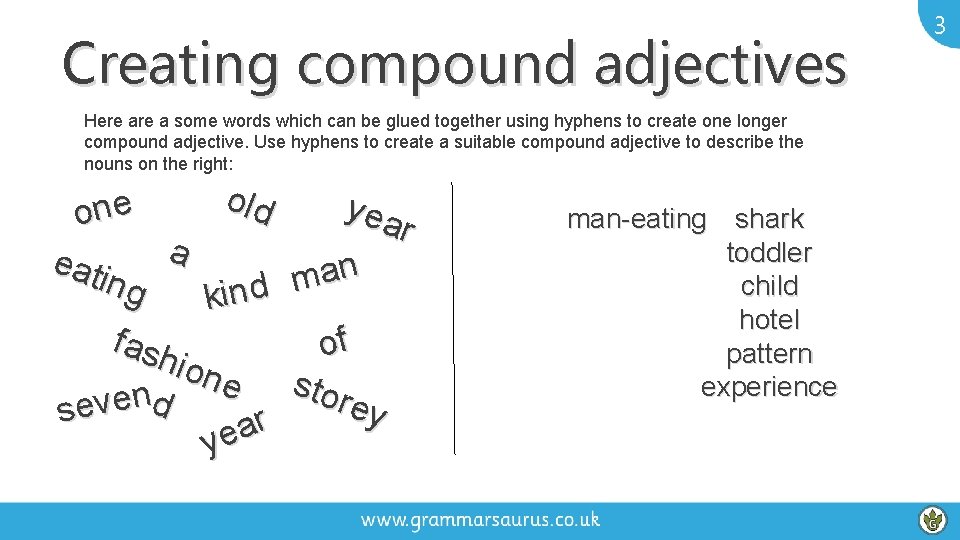 Creating compound adjectives Here a some words which can be glued together using hyphens Creating compound adjectives Here a some words which can be glued together using hyphens