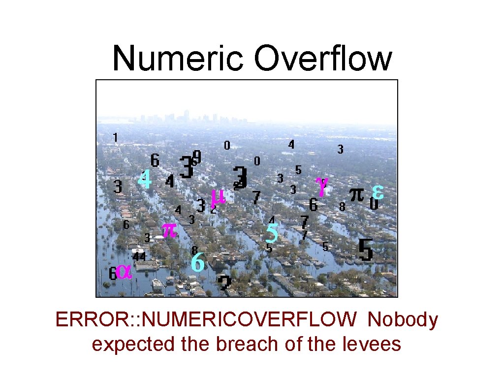 Numeric Overflow ERROR: : NUMERICOVERFLOW Nobody expected the breach of the levees 
