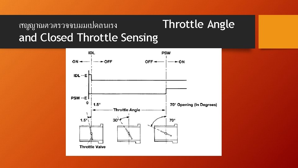 สญญาณตวตรวจจบมมเปดลนเรง Throttle Angle and Closed Throttle Sensing 