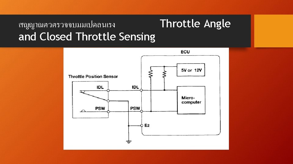 สญญาณตวตรวจจบมมเปดลนเรง Throttle Angle and Closed Throttle Sensing 
