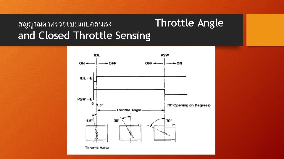 สญญาณตวตรวจจบมมเปดลนเรง Throttle Angle and Closed Throttle Sensing 