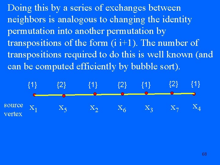 Doing this by a series of exchanges between neighbors is analogous to changing the