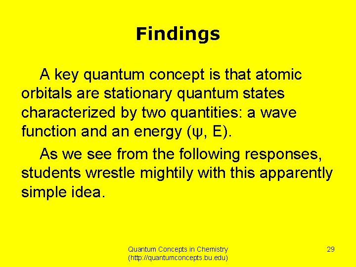 Findings A key quantum concept is that atomic orbitals are stationary quantum states characterized