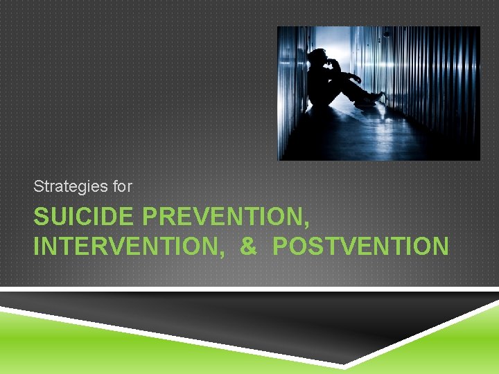 Strategies for SUICIDE PREVENTION, INTERVENTION, & POSTVENTION 