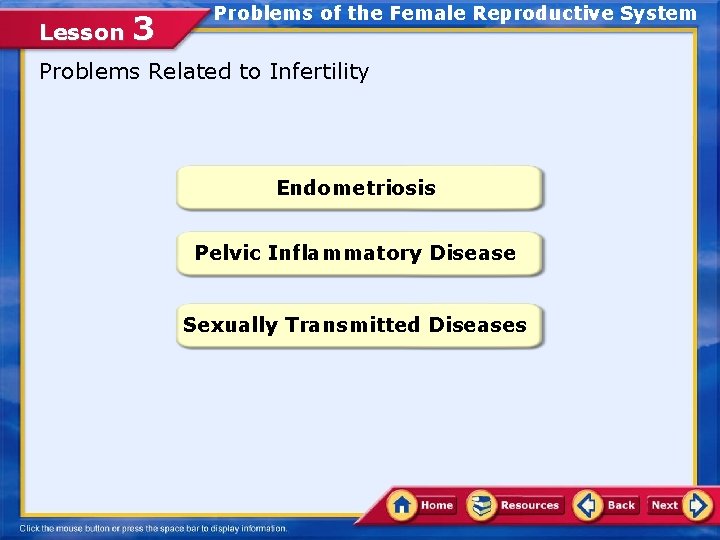 Lesson 3 Problems of the Female Reproductive System Problems Related to Infertility Endometriosis Pelvic