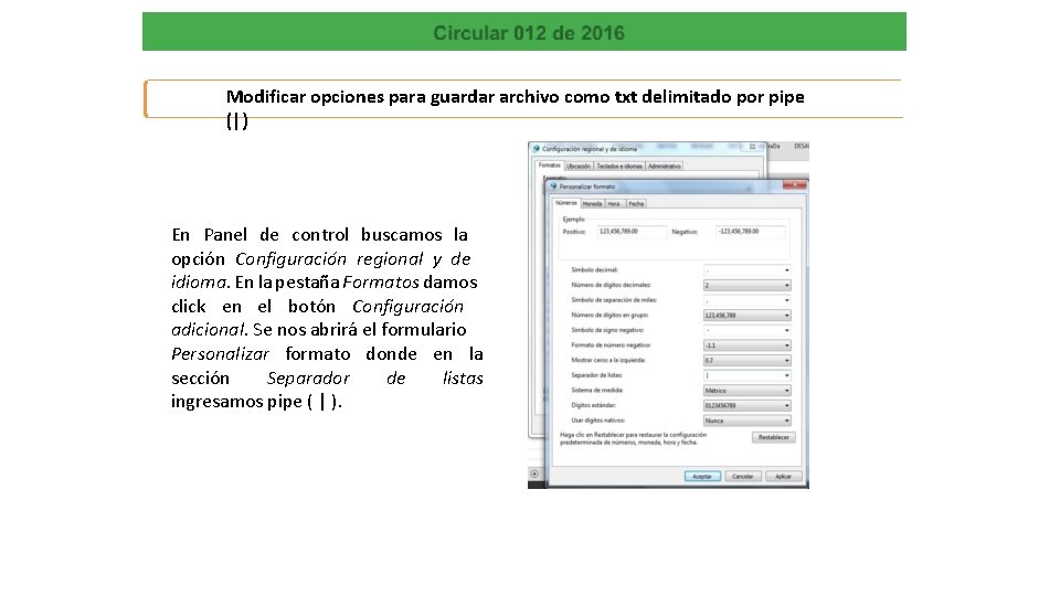 Modificar opciones para guardar archivo como txt delimitado por pipe (|) En Panel de