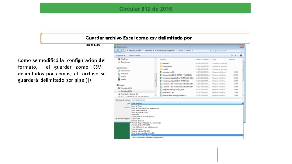 Guardar archivo Excel como csv delimitado por comas Como se modificó la configuración del