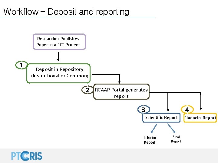 Workflow – Deposit and reporting Researcher Publishes Paper in a FCT Project 1 11