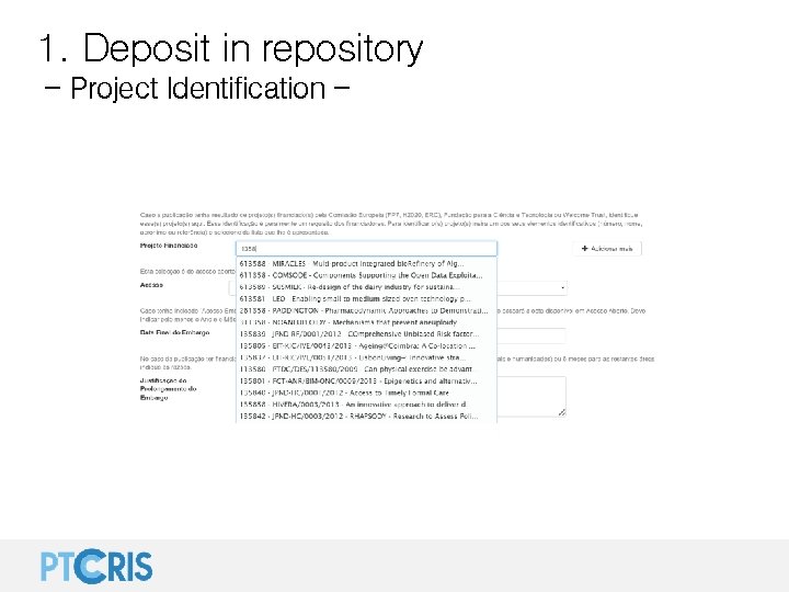 1. Deposit in repository - Project Identification - 