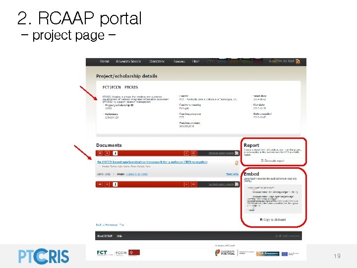 2. RCAAP portal - project page - 15/09/2020 19 