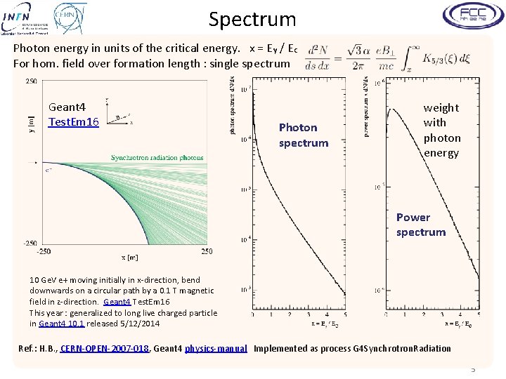 Spectrum Photon energy in units of the critical energy. x = Eγ / Ec