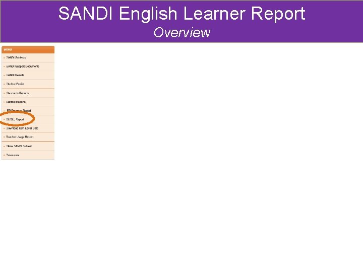 SANDI English Learner Report Overview 