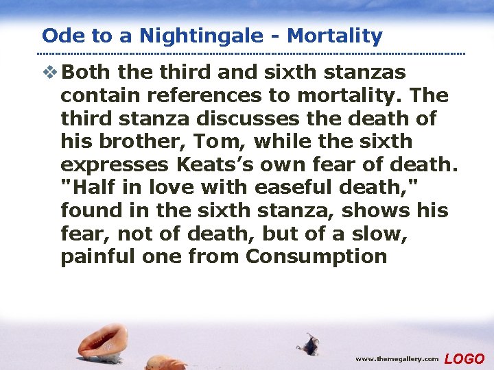 Ode to a Nightingale - Mortality v Both the third and sixth stanzas contain