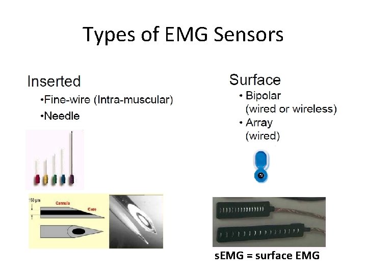 Types of EMG Sensors s. EMG = surface EMG 