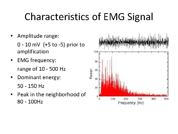 Characteristics of EMG Signal • Amplitude range: 0 - 10 m. V (+5 to