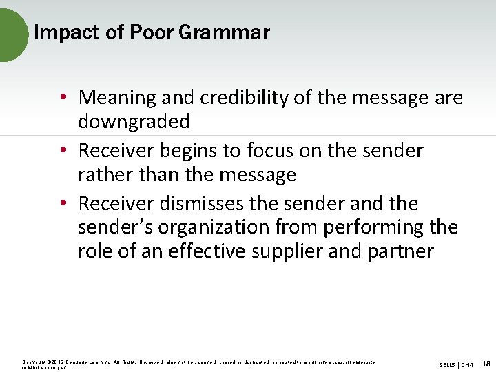 Impact of Poor Grammar • Meaning and credibility of the message are downgraded •