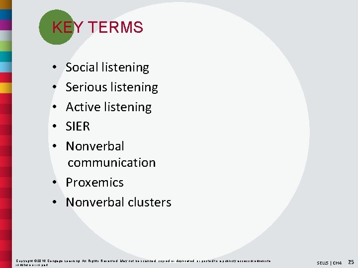 KEY TERMS Social listening Serious listening Active listening SIER Nonverbal communication • Proxemics •