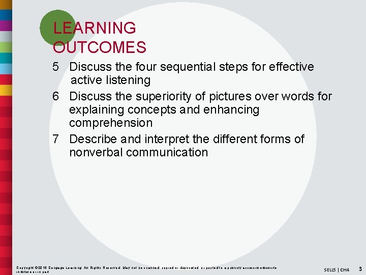 LEARNING OUTCOMES 5 Discuss the four sequential steps for effective active listening 6 Discuss