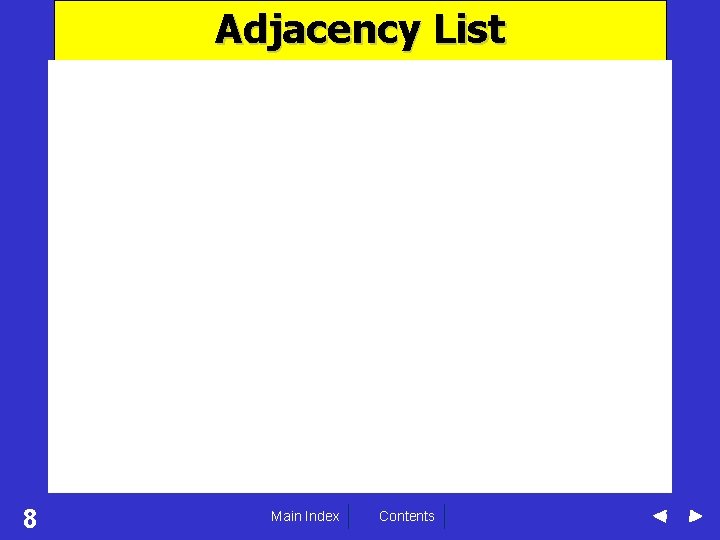 Adjacency List 8 Main Index Contents 