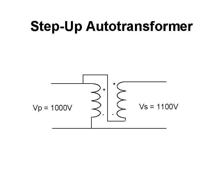 Step-Up Autotransformer + + Vp = 1000 V Vs = 1100 V - -