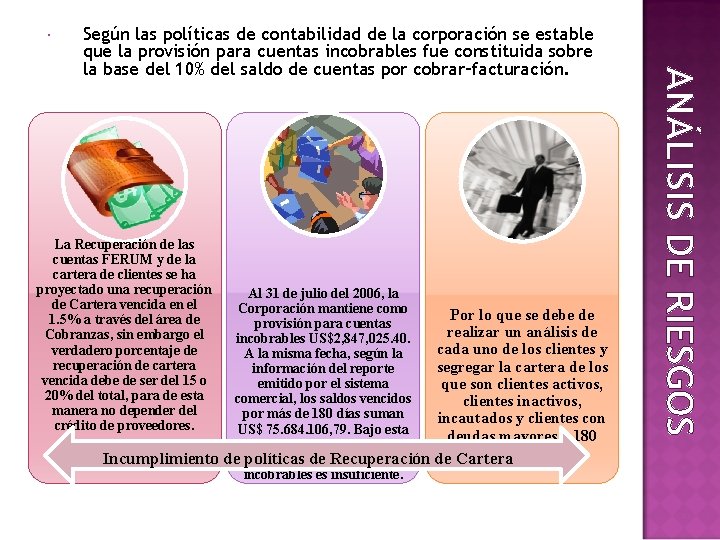  La Recuperación de las cuentas FERUM y de la cartera de clientes se