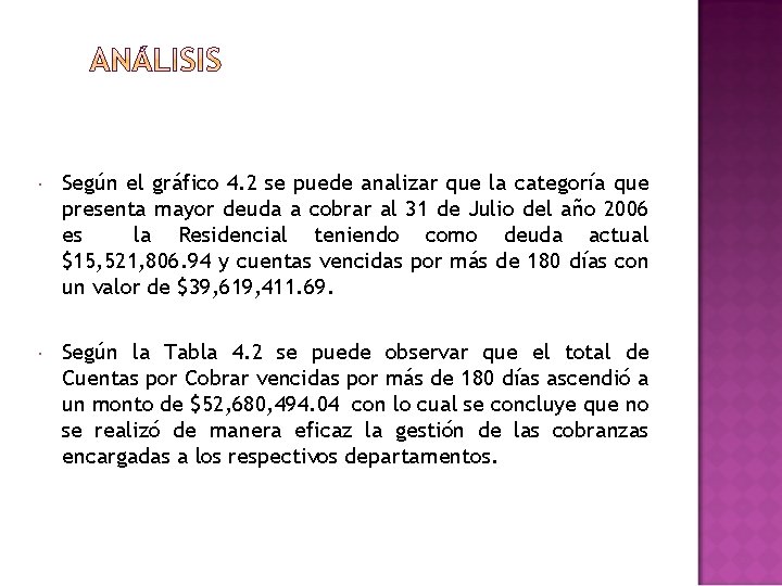  Según el gráfico 4. 2 se puede analizar que la categoría que presenta