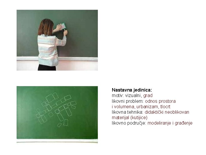 Nastavna jedinica: motiv: vizualni, grad likovni problem: odnos prostora i volumena, urbanizam, tlocrt likovna