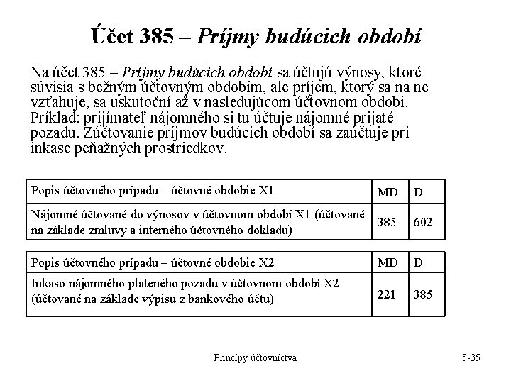 Účet 385 – Príjmy budúcich období Na účet 385 – Príjmy budúcich období sa Účet 385 – Príjmy budúcich období Na účet 385 – Príjmy budúcich období sa