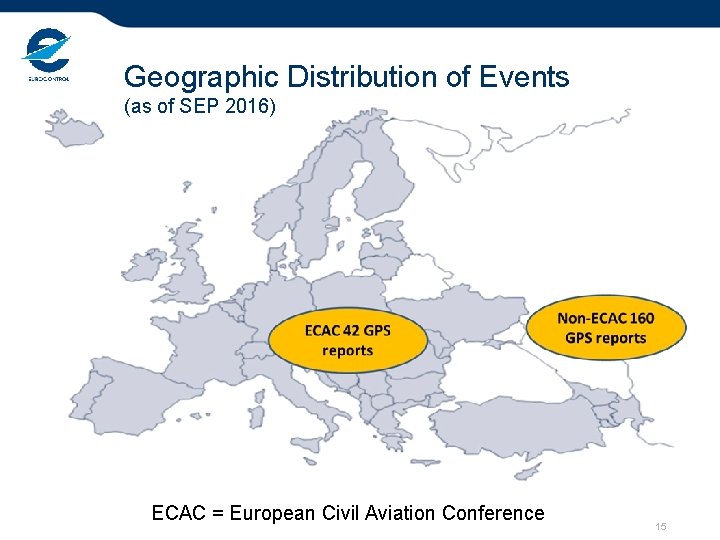 Geographic Distribution of Events (as of SEP 2016) ECAC = European Civil Aviation Conference