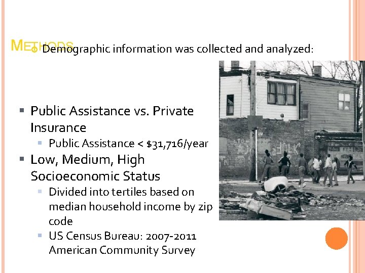 METHODS Demographic information was collected analyzed: Public Assistance vs. Private Insurance Public Assistance < METHODS Demographic information was collected analyzed: Public Assistance vs. Private Insurance Public Assistance <