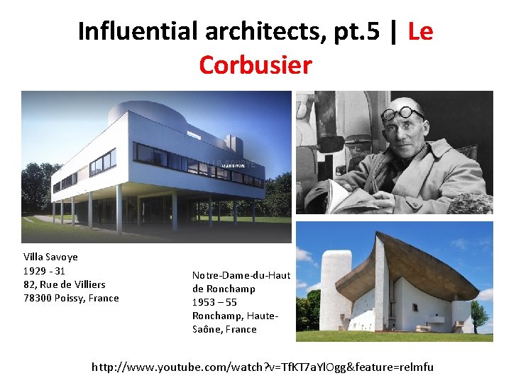 Influential architects, pt. 5 | Le Corbusier Villa Savoye 1929 - 31 82, Rue