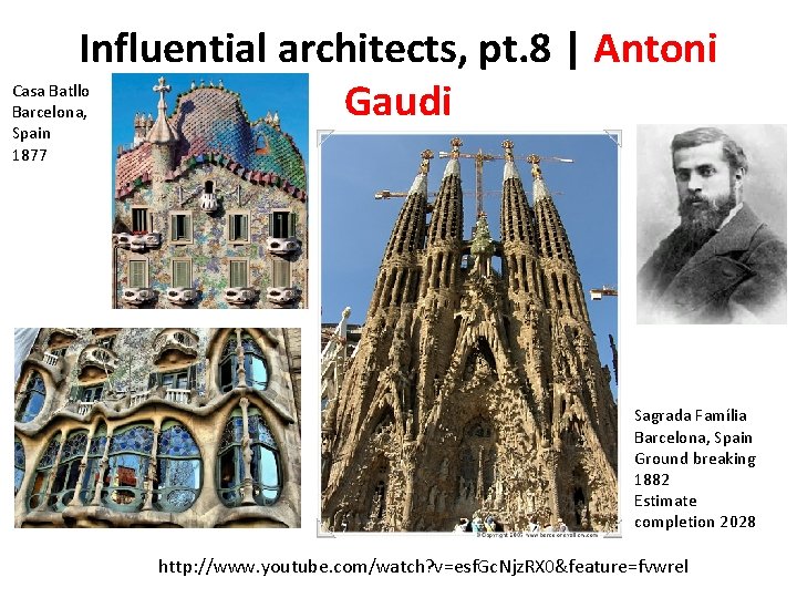 Influential architects, pt. 8 | Antoni Gaudi Casa Batllo Barcelona, Spain 1877 Sagrada Família