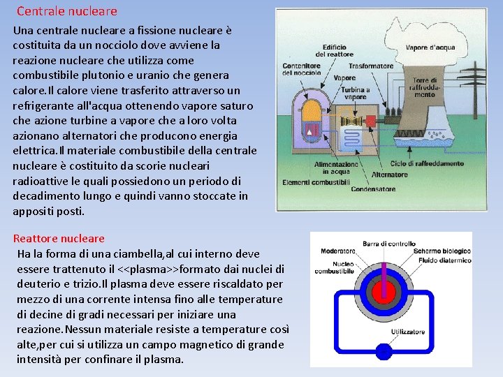 Centrale nucleare Una centrale nucleare a fissione nucleare è costituita da un nocciolo dove