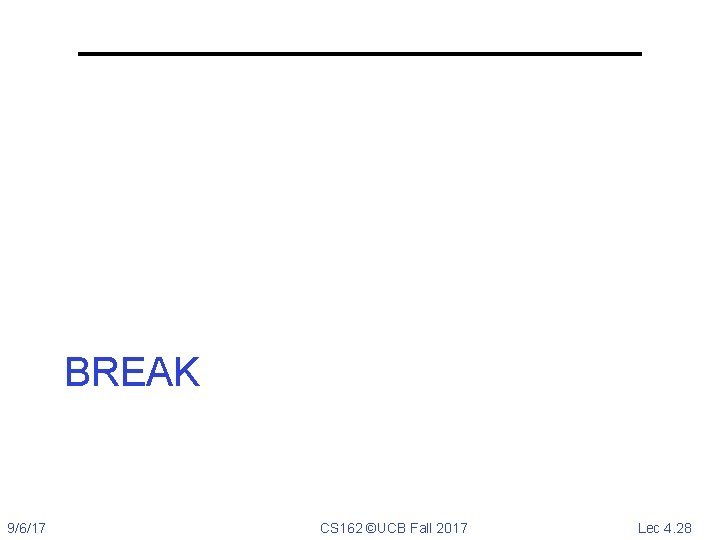 BREAK 9/6/17 CS 162 ©UCB Fall 2017 Lec 4. 28 