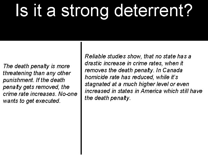 Is it a strong deterrent? The death penalty is more threatening than any other