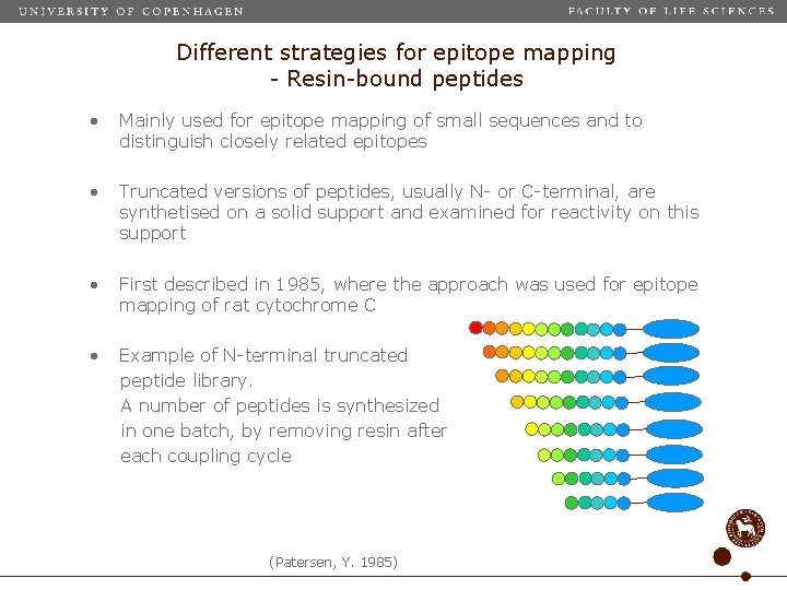 Different strategies for epitope mapping - Resin-bound peptides • Mainly used for epitope mapping