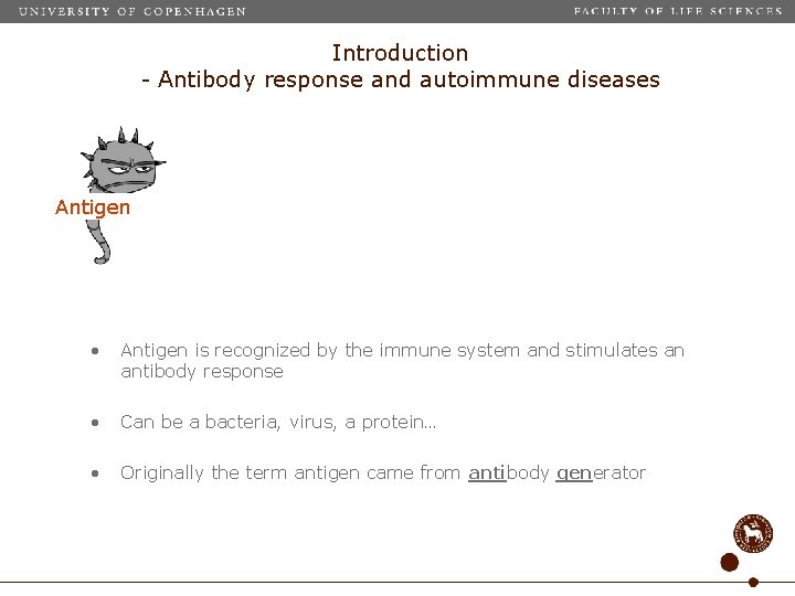 Introduction - Antibody response and autoimmune diseases Antigen • Antigen is recognized by the