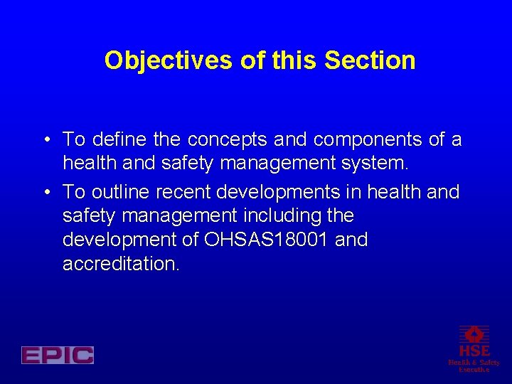 Objectives of this Section • To define the concepts and components of a health