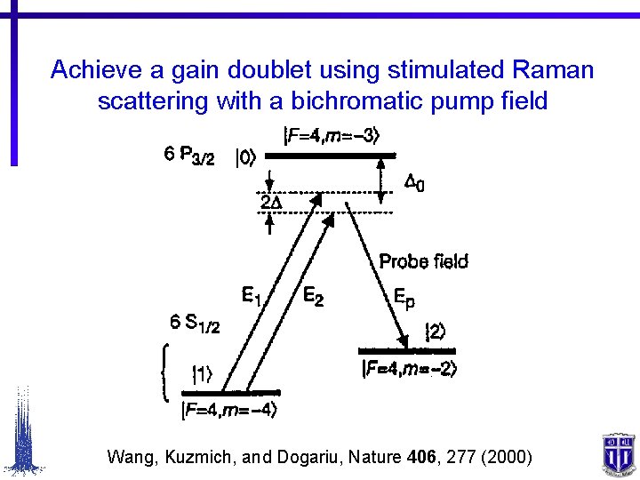 Achieve a gain doublet using stimulated Raman scattering with a bichromatic pump field Wang,