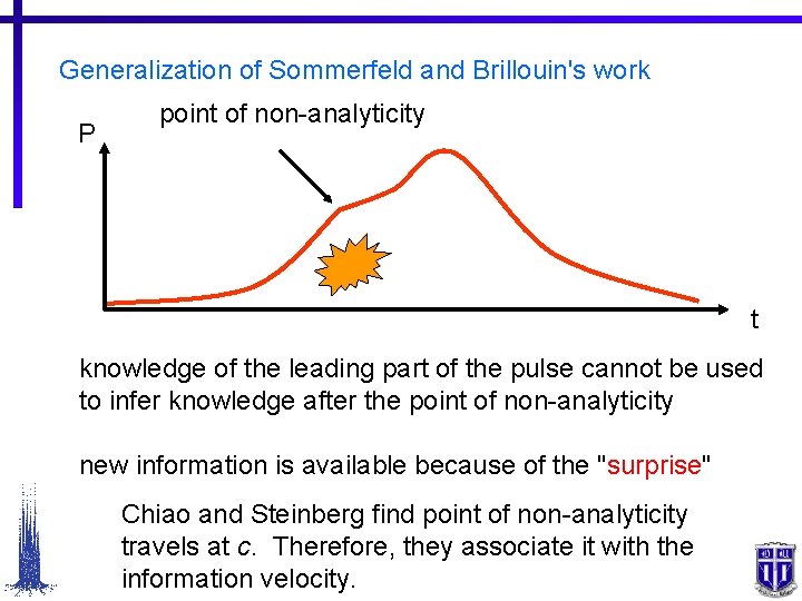 Generalization of Sommerfeld and Brillouin's work P point of non-analyticity t knowledge of the