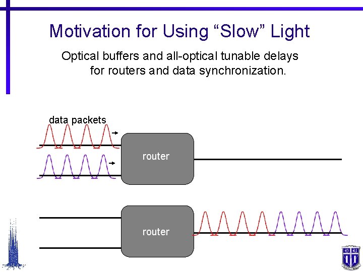 Motivation for Using “Slow” Light Optical buffers and all-optical tunable delays for routers and